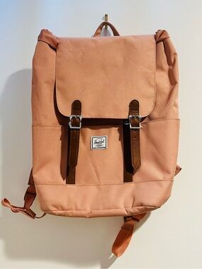 Herschel Supply Co Retreat Small Backpack-Peach with Faux Leather Straps